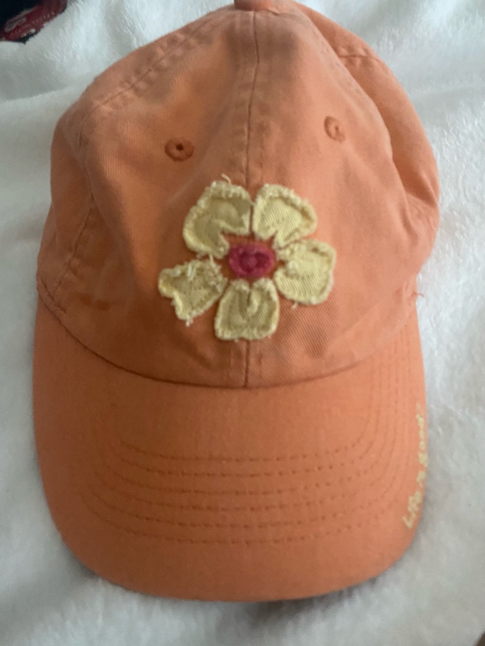Life is Good Cotton Twill Baseball Cap with Embroidered Flower Daisy